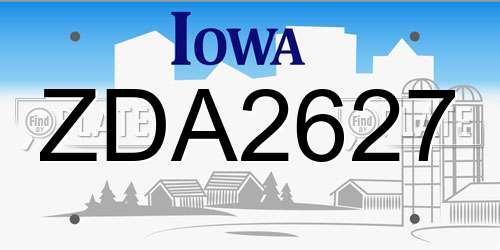 ZDA2627 Iowa License Plate