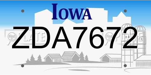 ZDA7672 Iowa License Plate