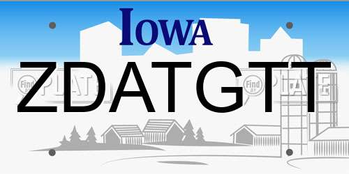 ZDATGTT Iowa License Plate