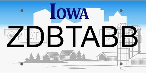 ZDBTABB Iowa License Plate