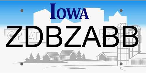 ZDBZABB Iowa License Plate