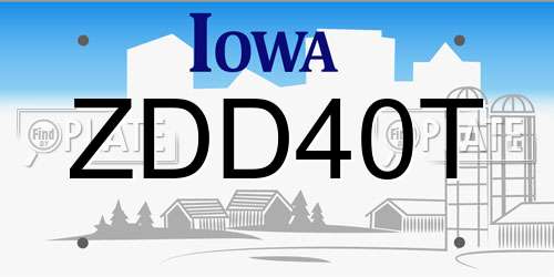 ZDD40T Iowa License Plate