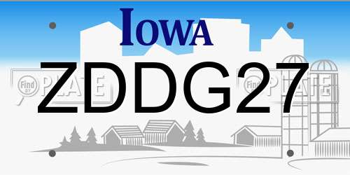 ZDDG27 Iowa License Plate
