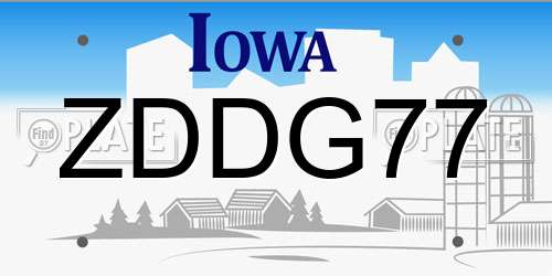 ZDDG77 Iowa License Plate