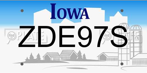 ZDE97S Iowa License Plate