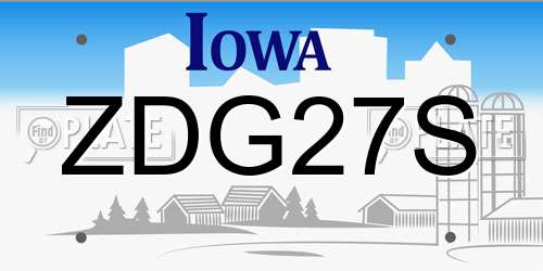 ZDG27S Iowa License Plate