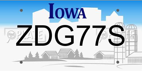 ZDG77S Iowa License Plate