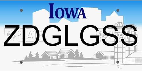 ZDGLGSS Iowa License Plate