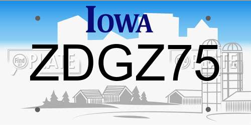 ZDGZ75 Iowa License Plate