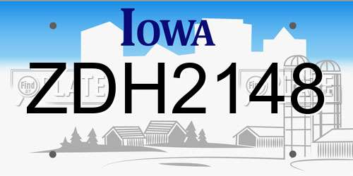 ZDH2148 Iowa License Plate