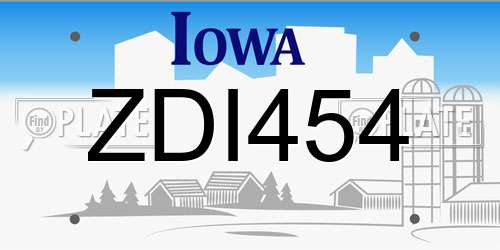 ZDI454 Iowa License Plate