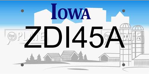 ZDI45A Iowa License Plate