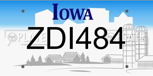 ZDI484 Iowa License Plate