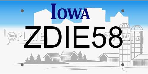 ZDIE58 Iowa License Plate