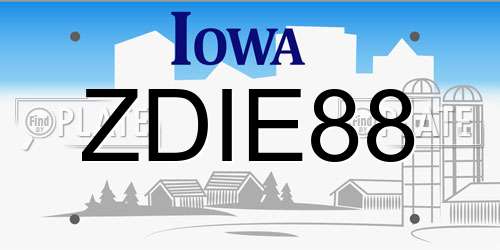 ZDIE88 Iowa License Plate