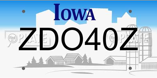 ZDO40Z Iowa License Plate