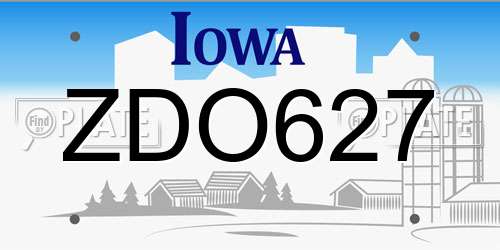 ZDO627 Iowa License Plate