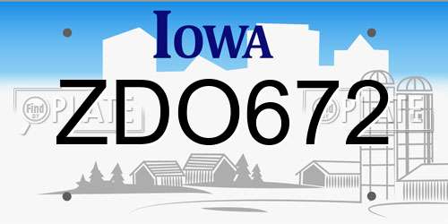 ZDO672 Iowa License Plate