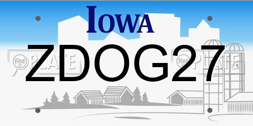 ZDOG27 Iowa License Plate