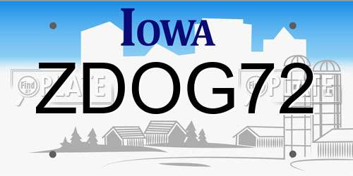 ZDOG72 Iowa License Plate