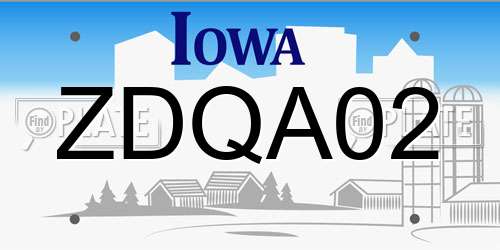 ZDQA02 Iowa License Plate