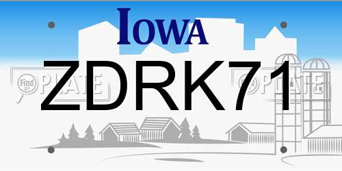 ZDRK71 Iowa License Plate