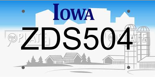 ZDS504 Iowa License Plate