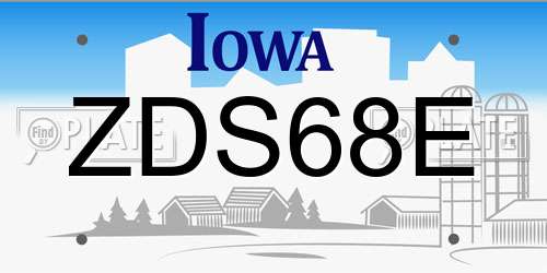 ZDS68E Iowa License Plate