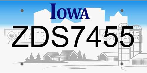 ZDS7455 Iowa License Plate