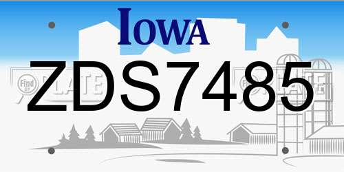 ZDS7485 Iowa License Plate