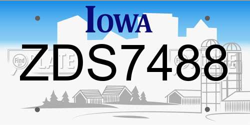 ZDS7488 Iowa License Plate