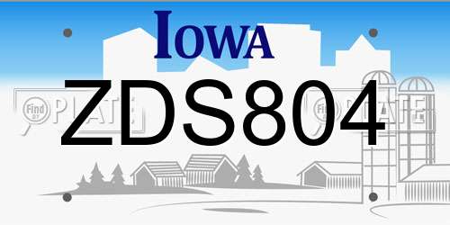 ZDS804 Iowa License Plate