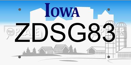 ZDSG83 Iowa License Plate