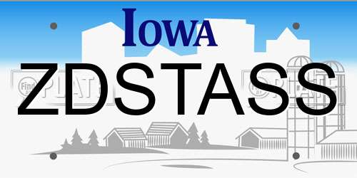 ZDSTASS Iowa License Plate