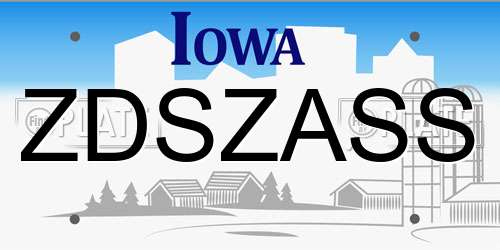 ZDSZASS Iowa License Plate