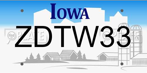 ZDTW33 Iowa License Plate