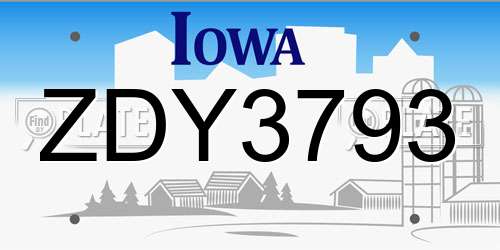 ZDY3793 Iowa License Plate