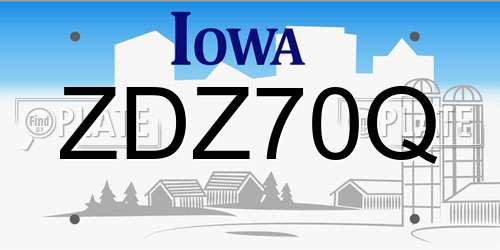 ZDZ70Q Iowa License Plate