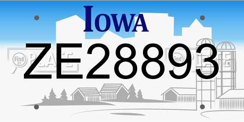 ZE28893 Iowa License Plate