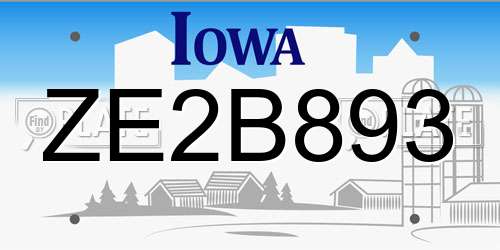 ZE2B893 Iowa License Plate