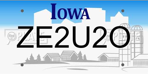 ZE2U2O Iowa License Plate