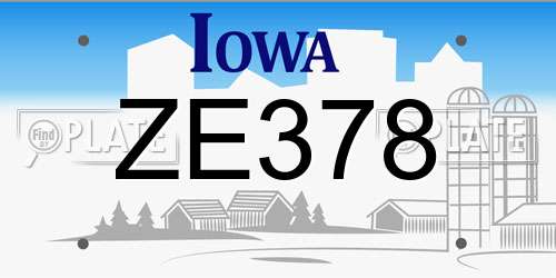 ZE378 Iowa License Plate