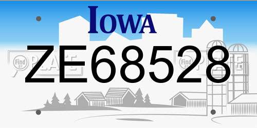 ZE68528 Iowa License Plate