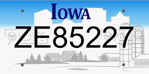 ZE85227 Iowa License Plate