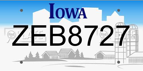 ZEB8727 Iowa License Plate