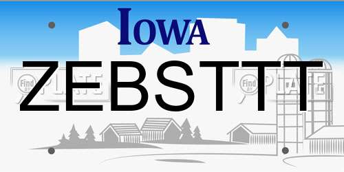 ZEBSTTT Iowa License Plate