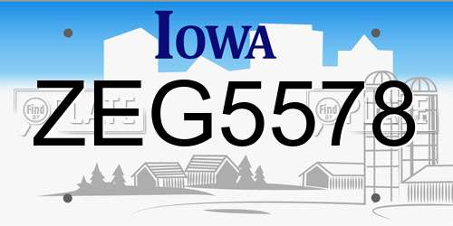 ZEG5578 Iowa License Plate