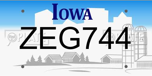 ZEG744 Iowa License Plate