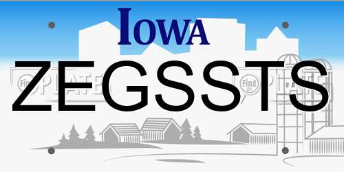 ZEGSSTS Iowa License Plate