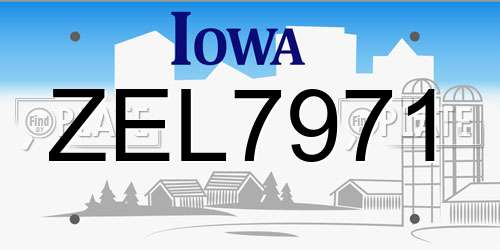 ZEL7971 Iowa License Plate